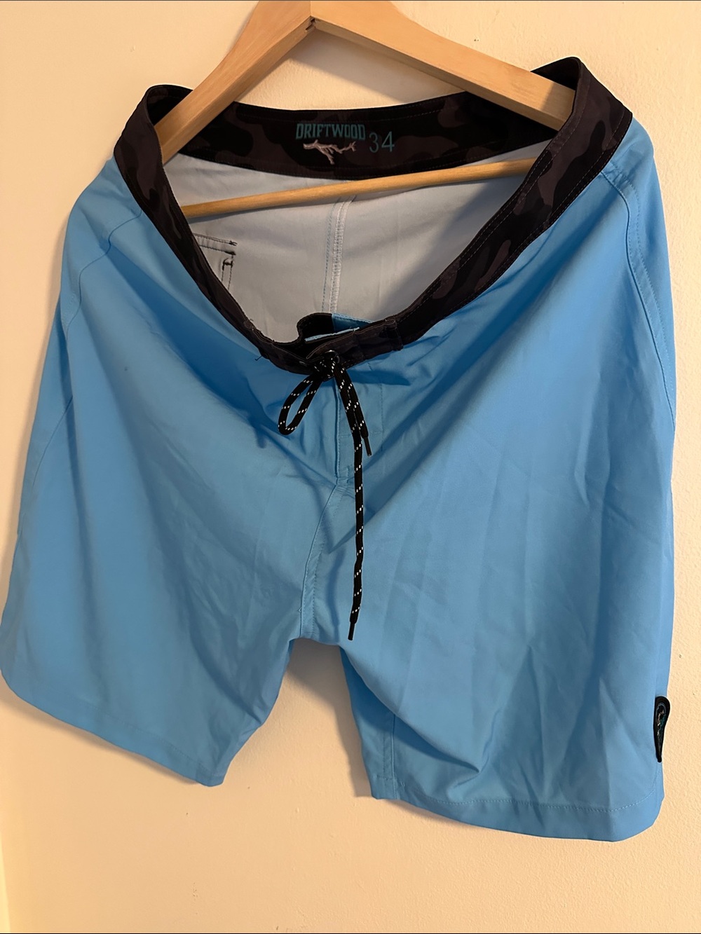 DRIFTWOOD Light Blue Swim Board Shorts with Black Waistband